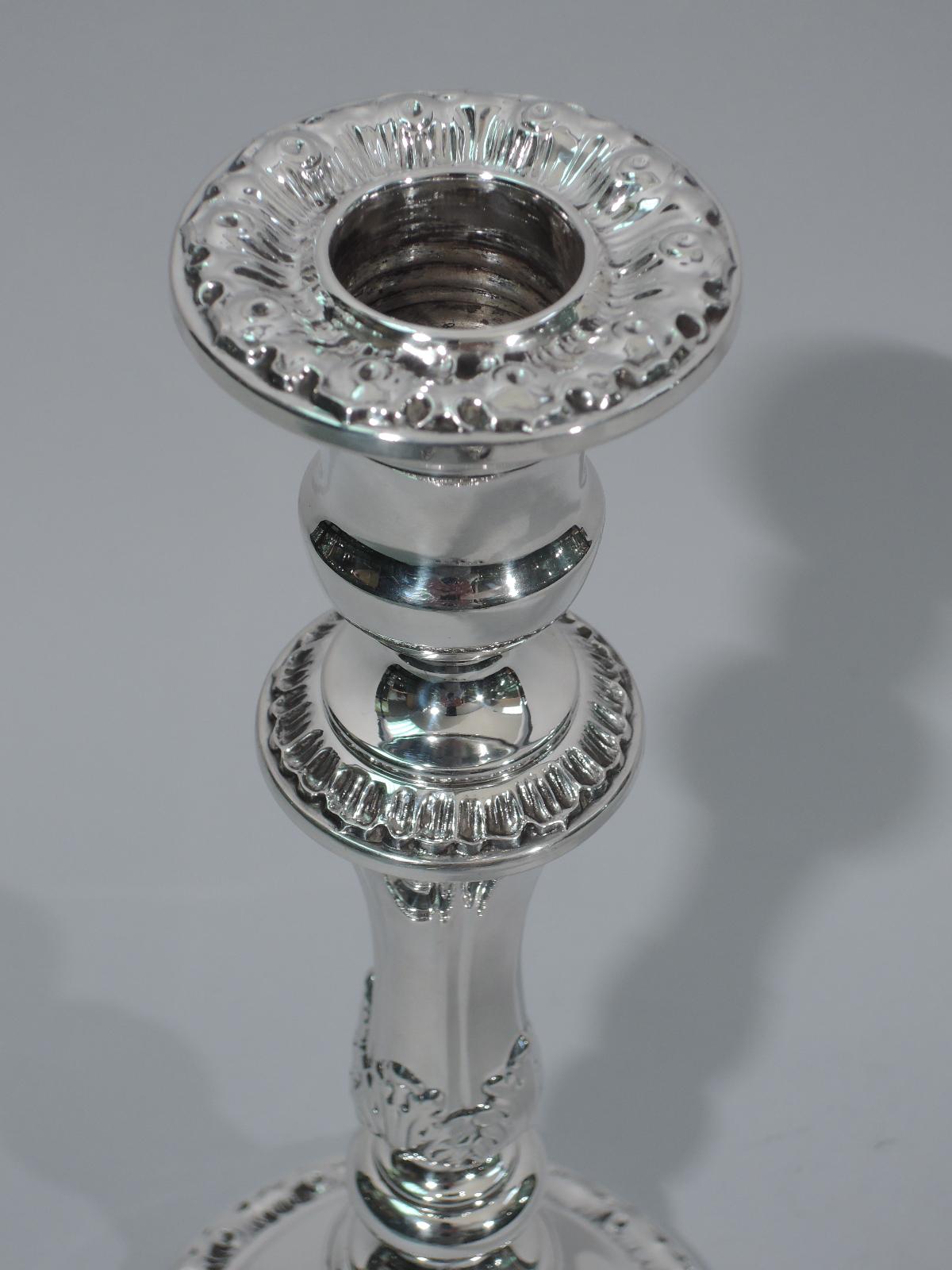 20th Century Pair of Gorham Classical Sterling Silver 3-Light Candelabra