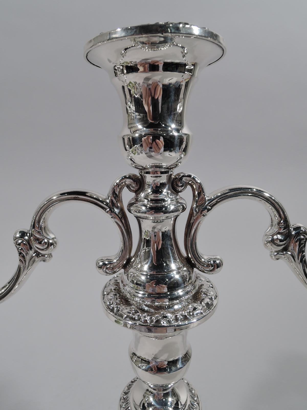 Pair of Gorham Classical Sterling Silver 3-Light Candelabra 1