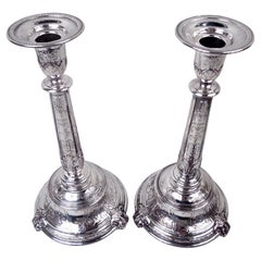 Pair of Gorham Florenz Sterling Silver Candlesticks, 1924