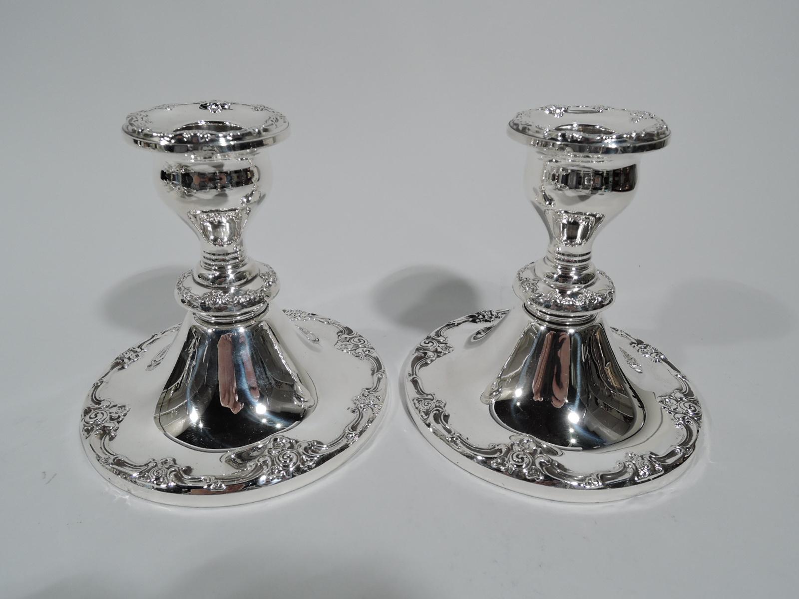 Pair of Gorham Melrose Sterling Silver 3-Light Candelabra In Excellent Condition In New York, NY