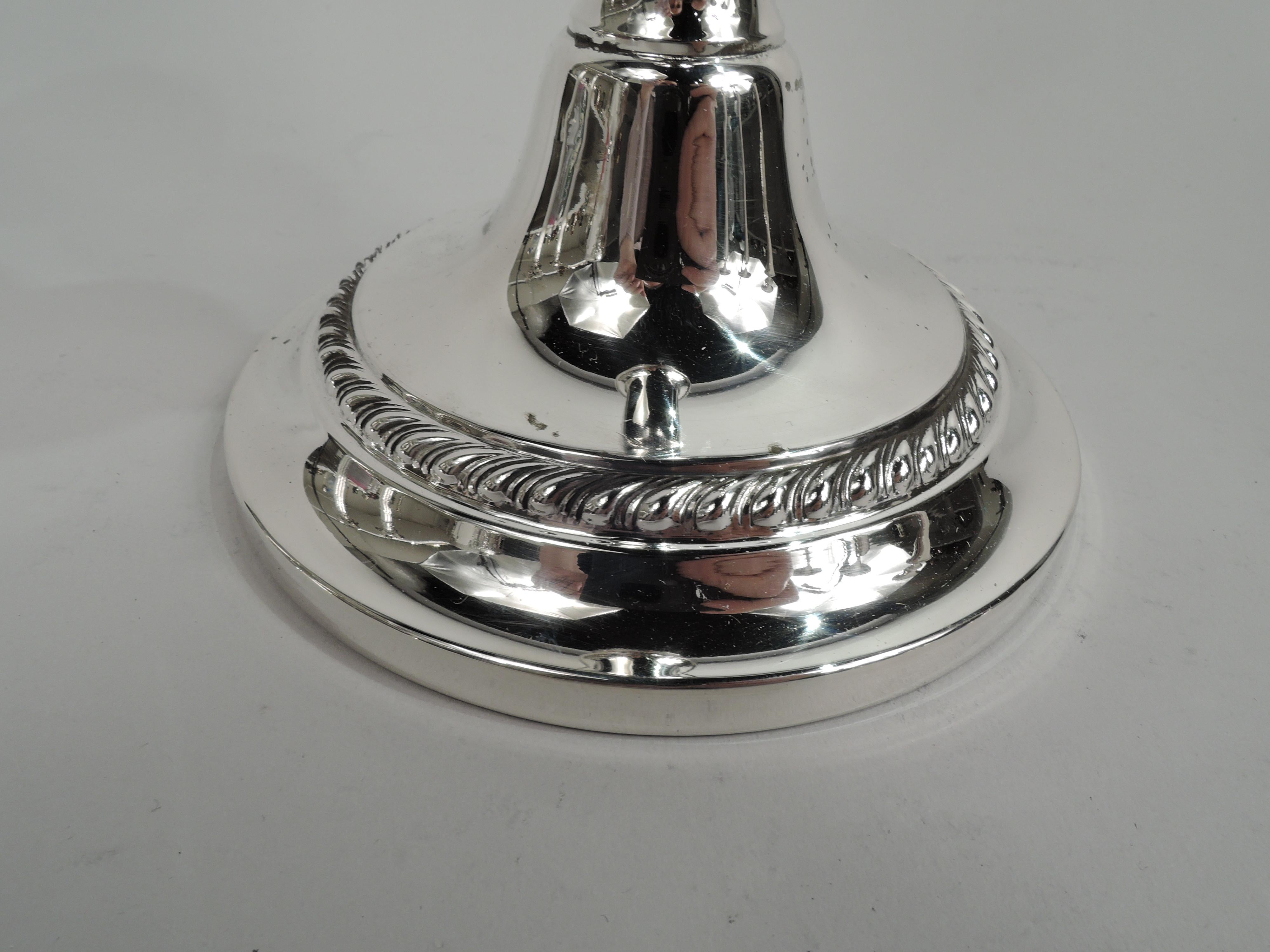 Pair of Gorham Modern Georgian Sterling Silver Candlesticks In Good Condition In New York, NY