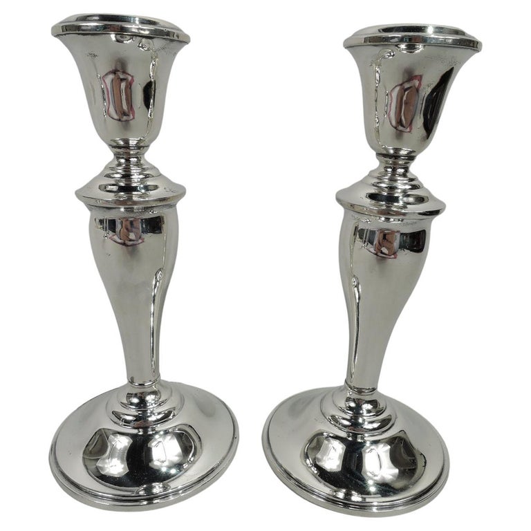 Pair of Gorham Modern Sterling Silver Candlesticks For Sale at