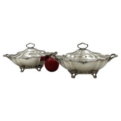 Pair of Gorham Sterling Silver 1899 Tureens/ Covered Bowls in Chantilly Pattern