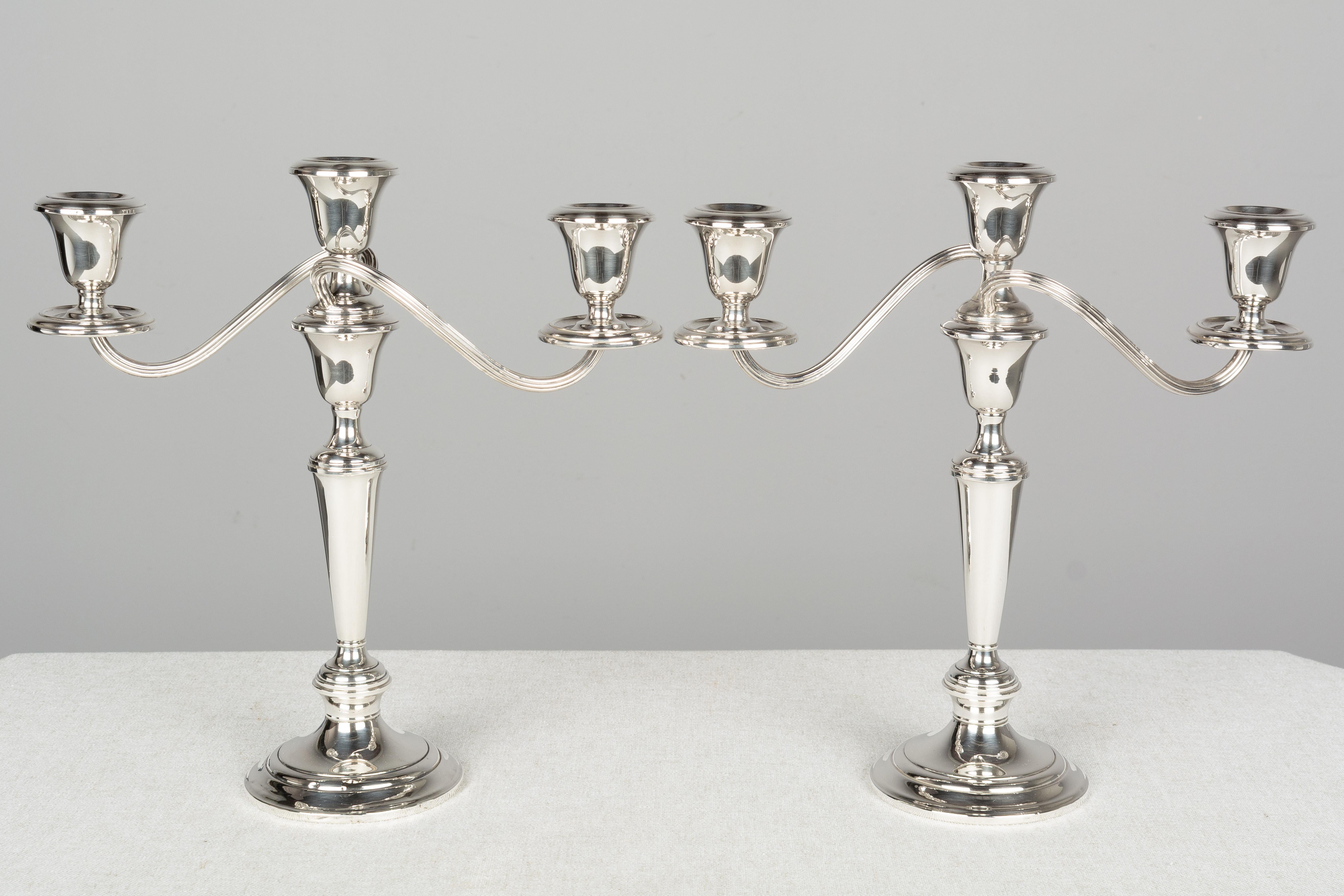 American Colonial Pair of Gorham Sterling Silver Convertible Candelabra