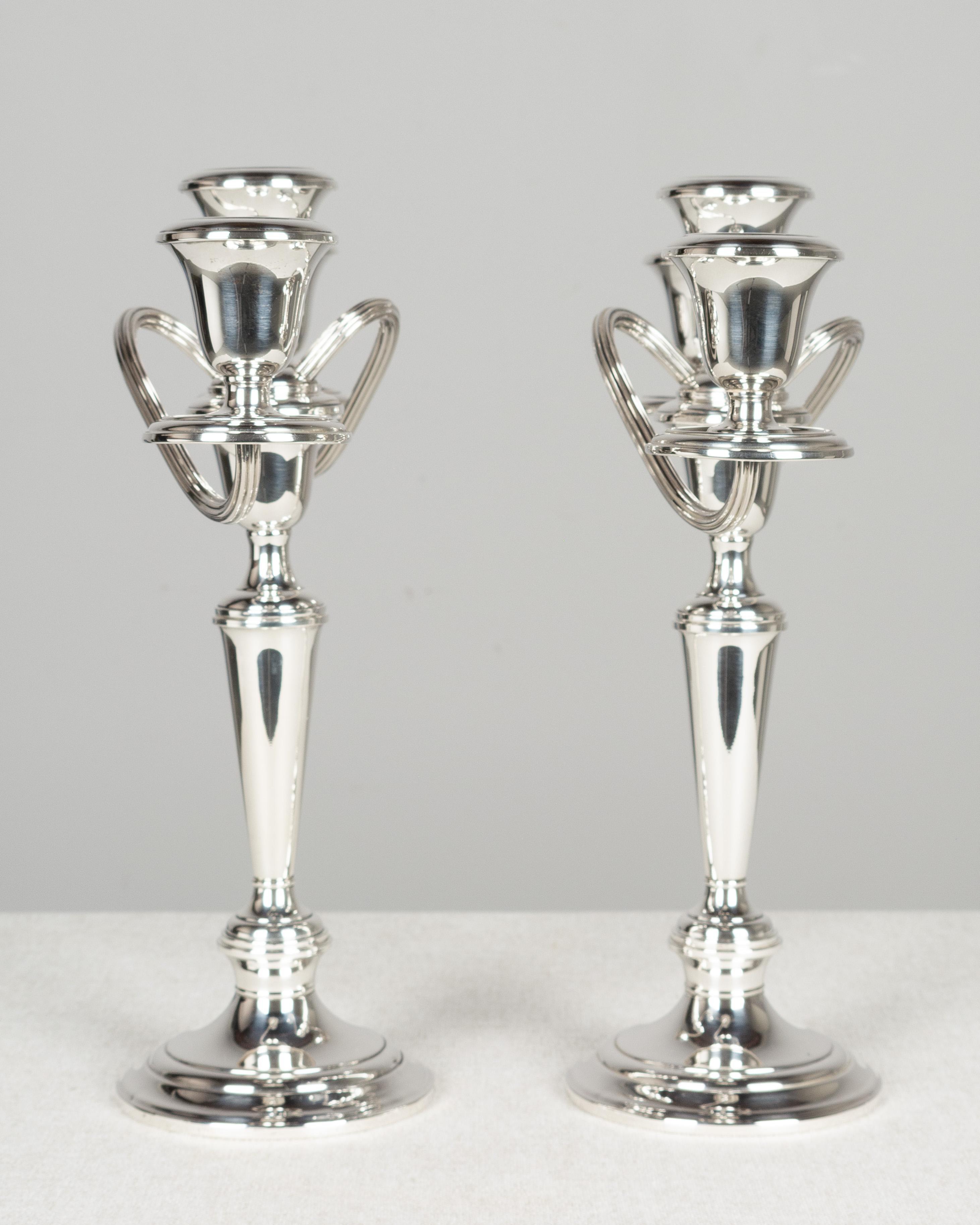 20th Century Pair of Gorham Sterling Silver Convertible Candelabra