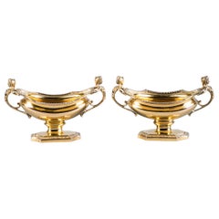 Antique Pair of Gorham Sterling Silver-Gilt Salt Cellars, Early 20th Century