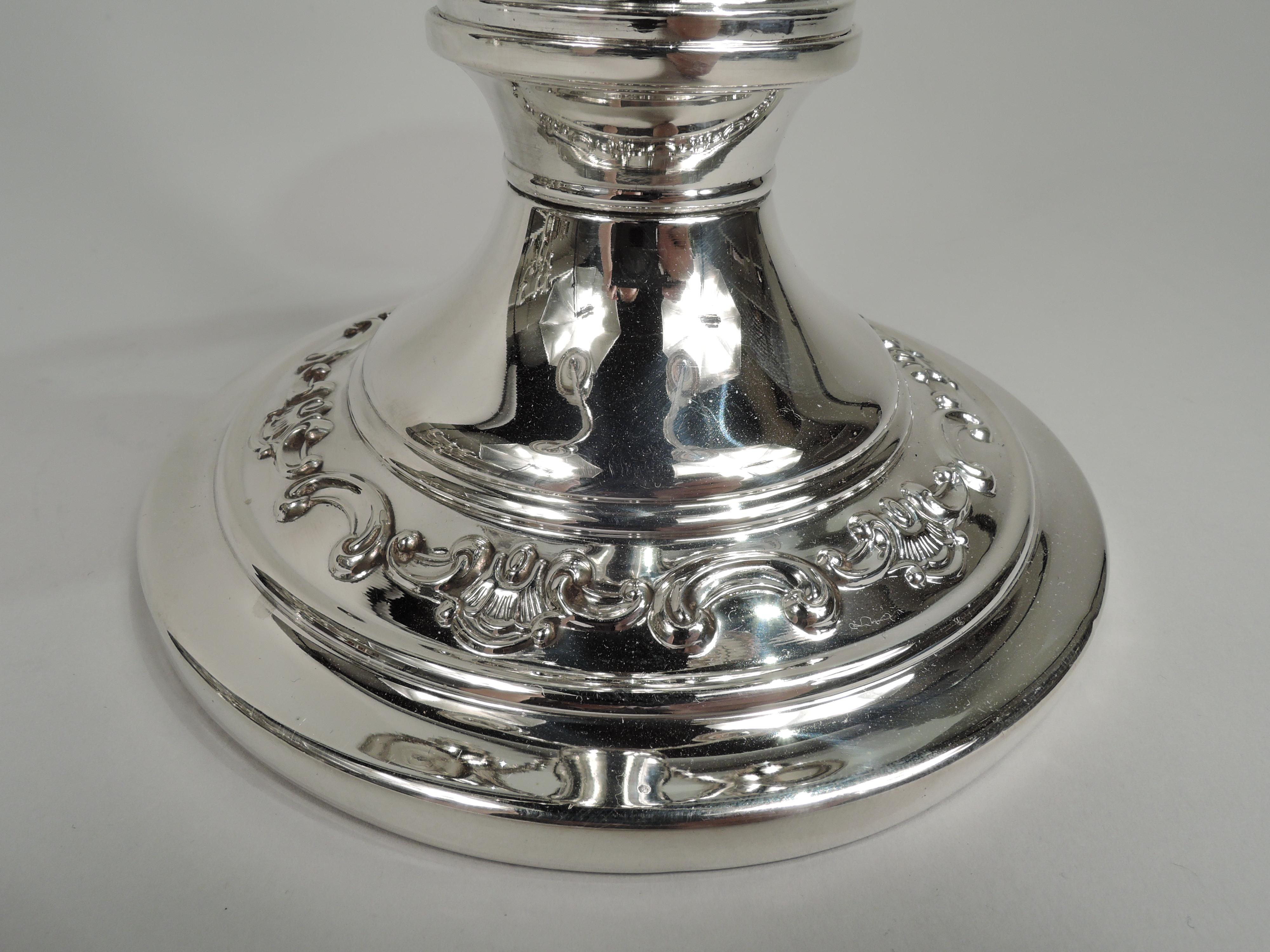 Pair of Gorham Strasbourg Sterling Silver 5-Light Candelabra In Good Condition In New York, NY