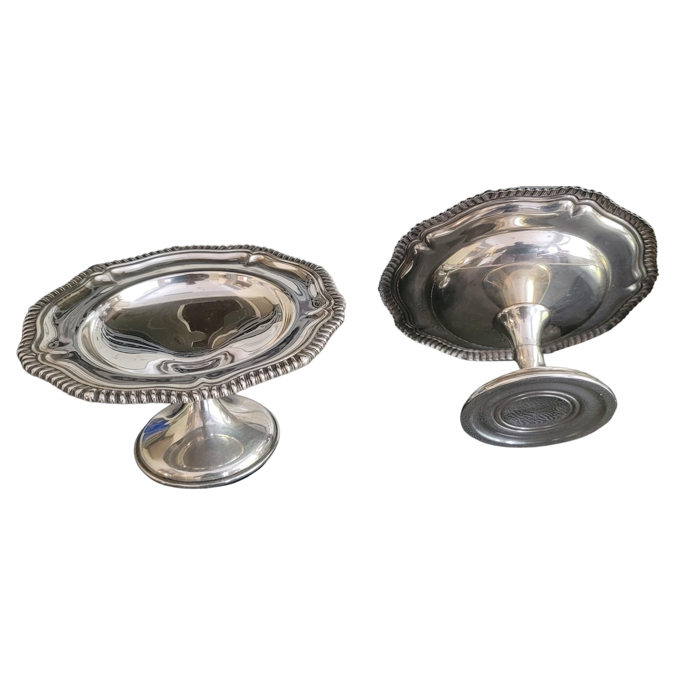 British Colonial Pair of Gorham Weighted Sterling Silver Footed Compote Candy Nut Dishes For Sale