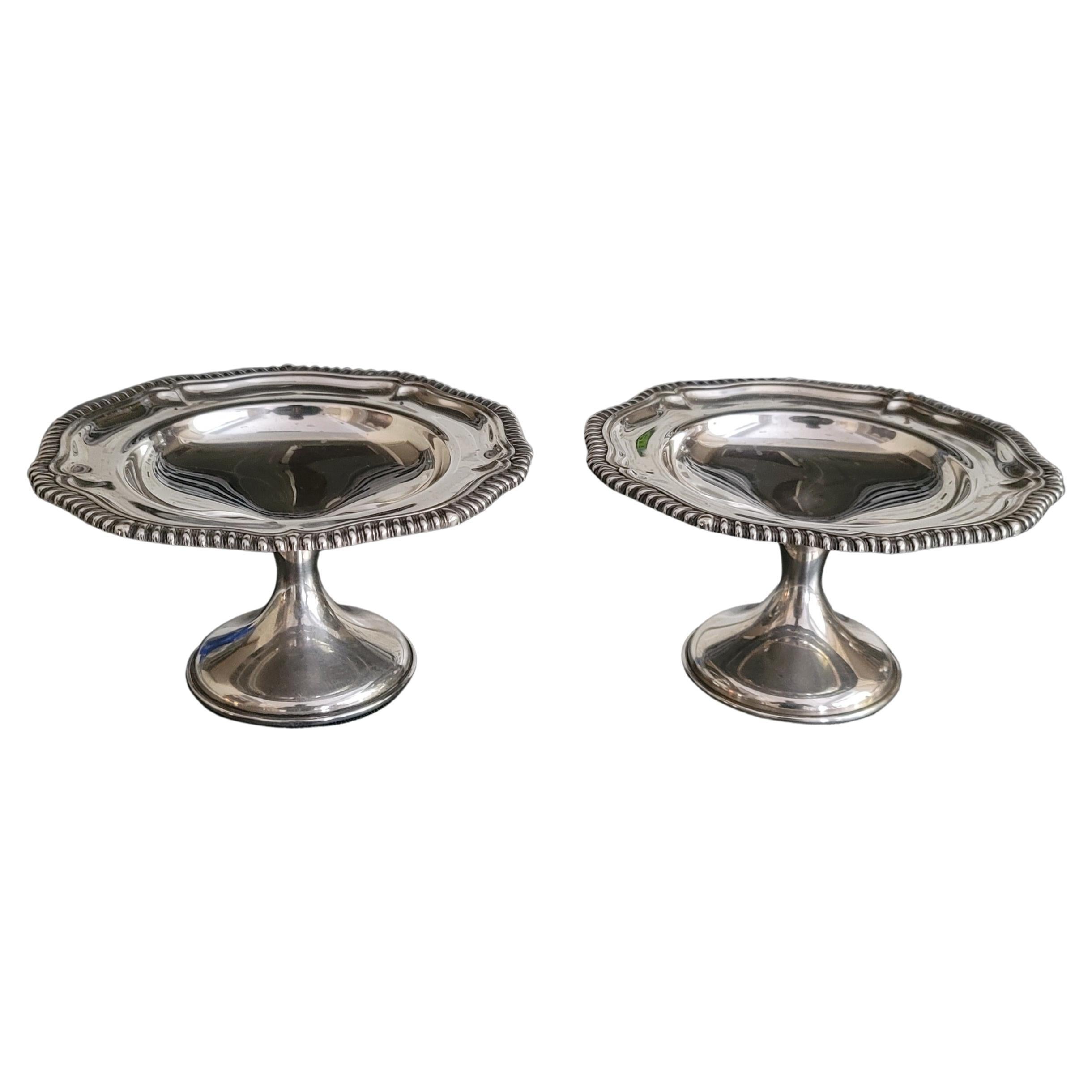 Pair of Gorham Weighted Sterling Silver Footed Compote Candy Nut Dishes In Good Condition For Sale In Germantown, MD