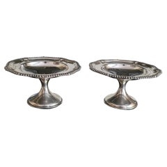 Antique Pair of Gorham Weighted Sterling Silver Footed Compote Candy Nut Dishes