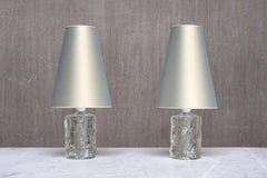 Pair of Göte Augustsson Glass Table Lamps, Ruda Glasbruk, Sweden, 1960s