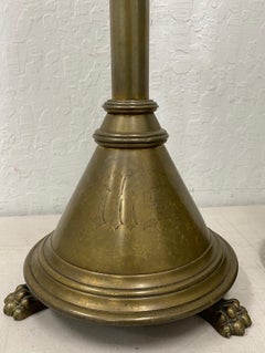 Pair of Gothic Antique Bronze Table Lamps, 19th Century