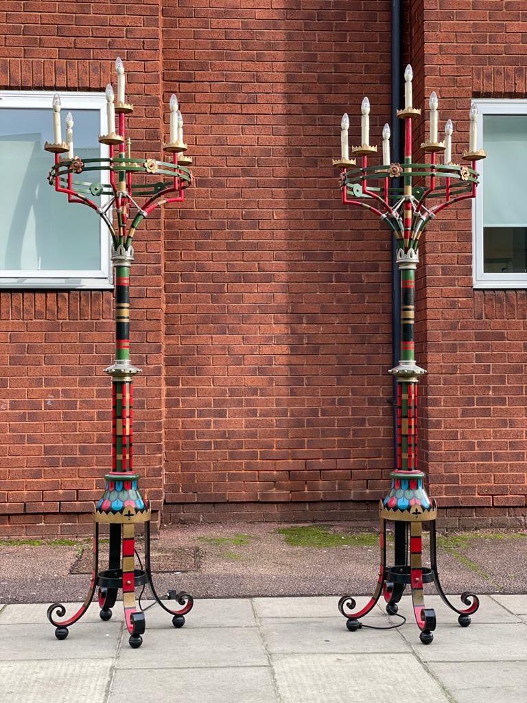 Pair of Gothic Arts & Crafts Torchères, Early 20th Century For Sale 11