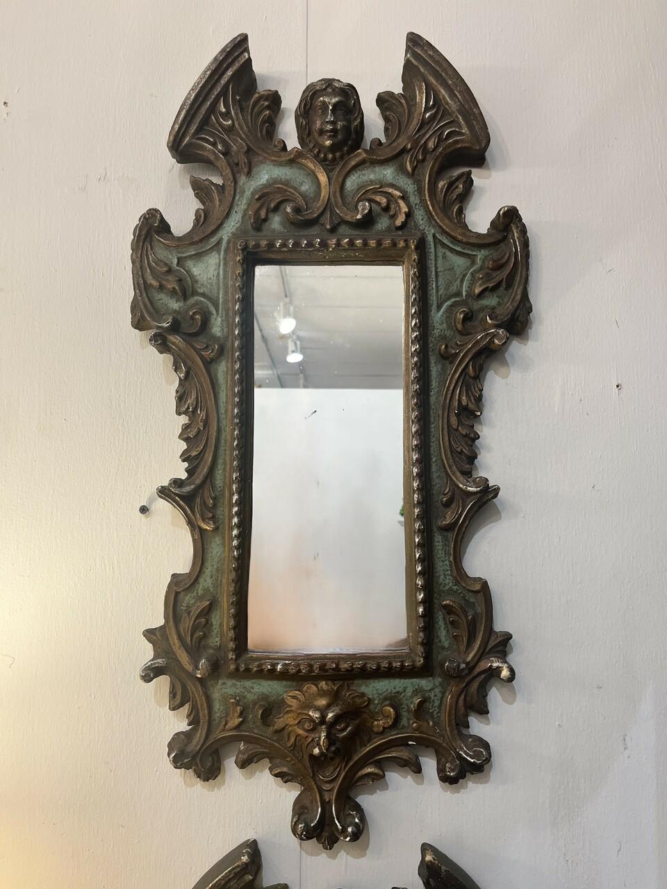 Italian Pair of Gothic Baroque Style Wall Mirrors