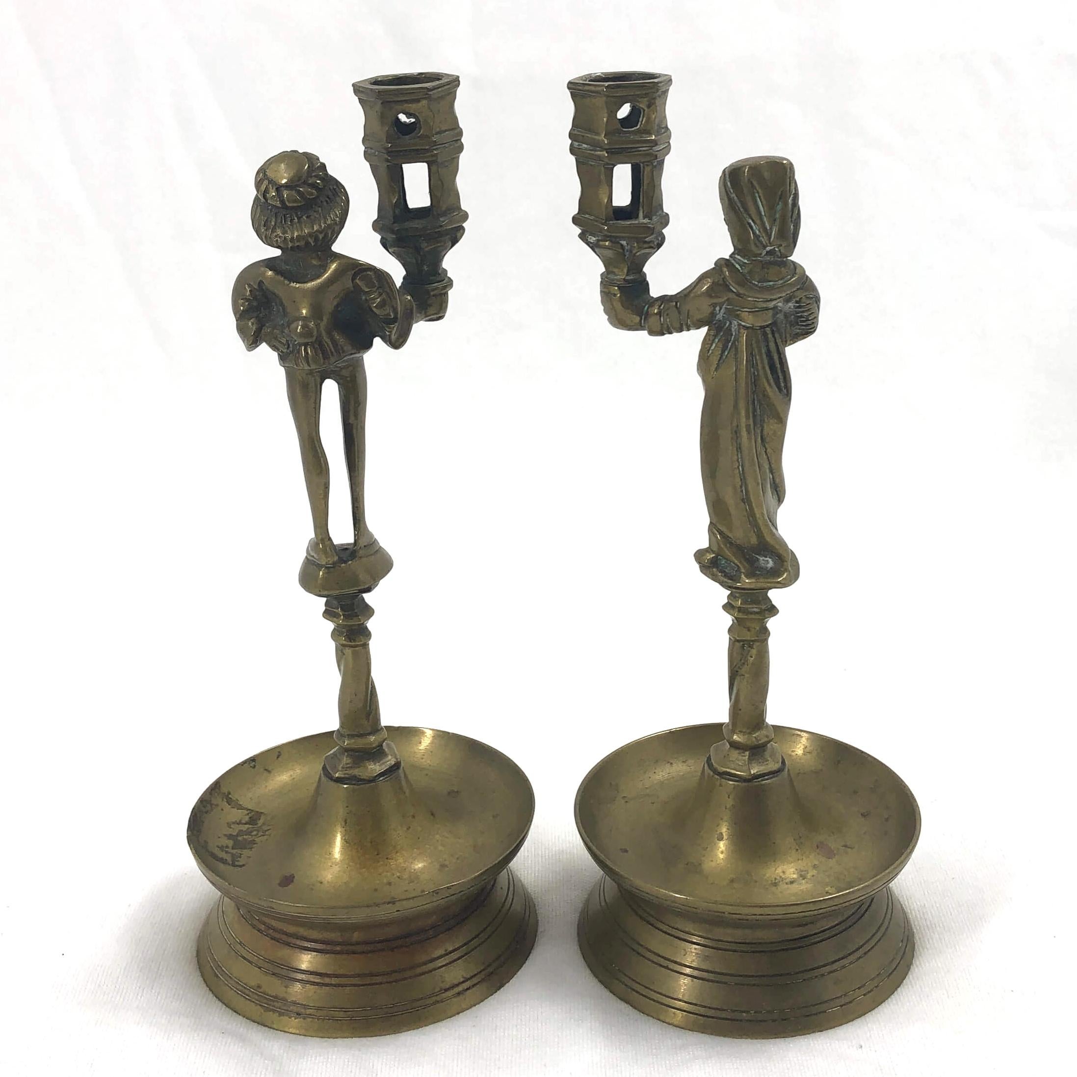 Pair of Gothic Candlesticks In Fair Condition In Westwood, NJ