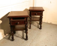 Pair of Gothic Carved Walnut Bedside Cupboards