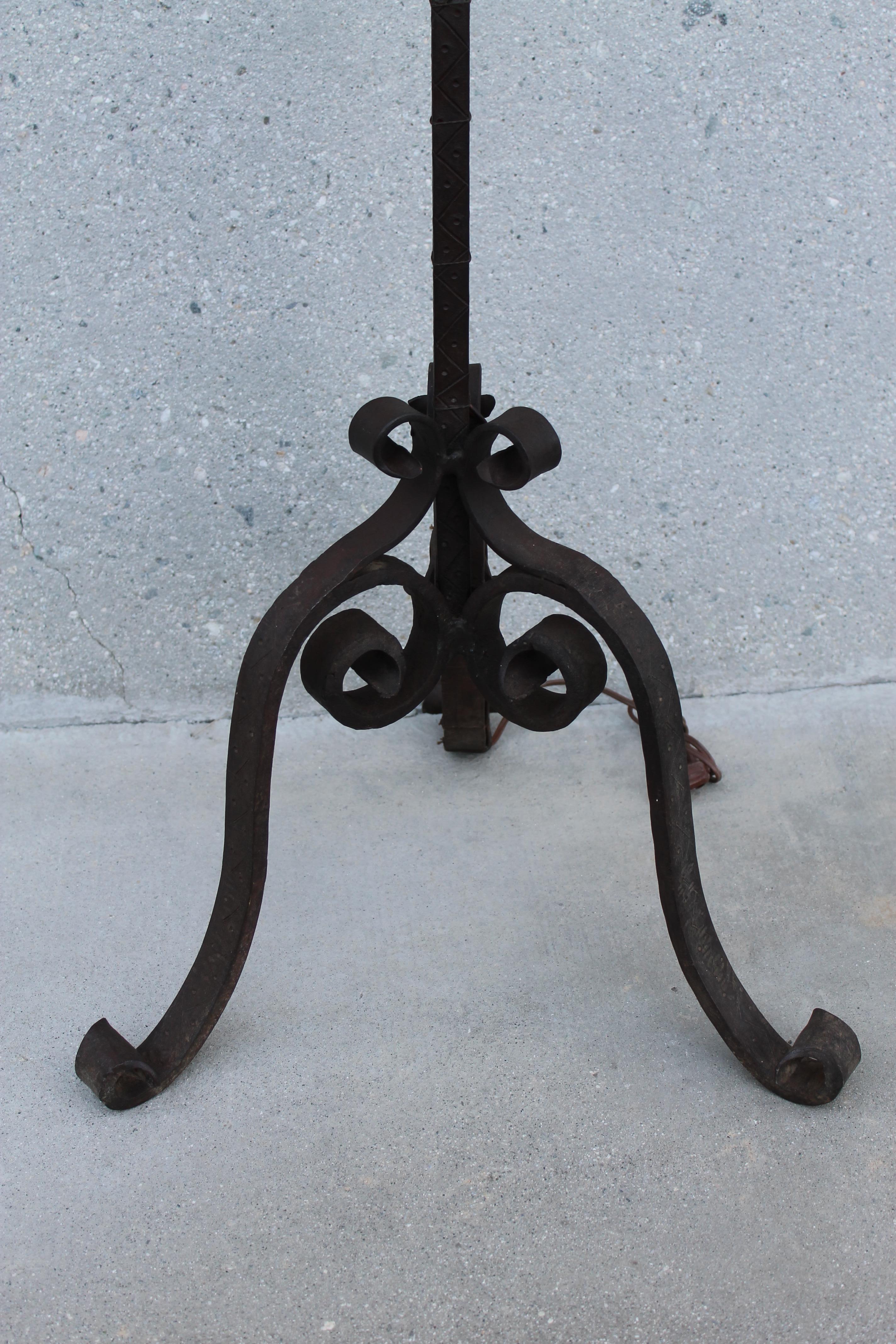 Gothic Pair of Renaissance Style Hand Forged Floor Lamps