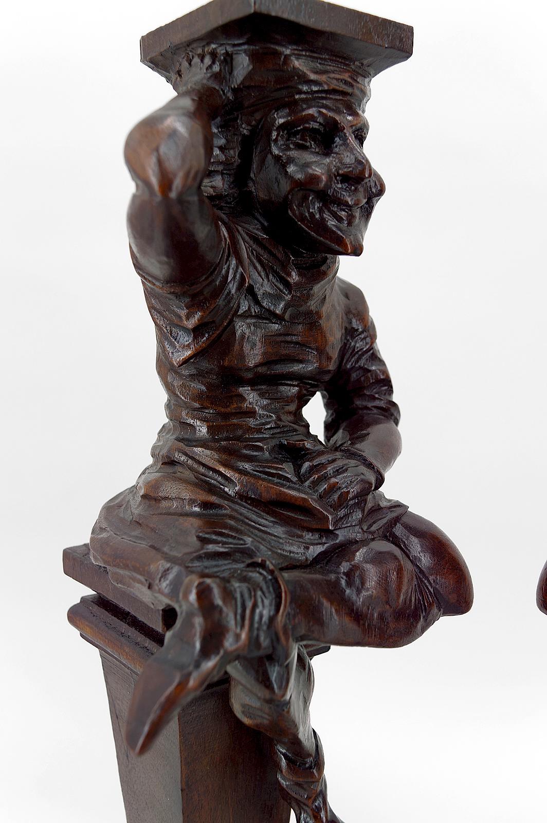 Pair of Gothic Jesters Lamps, France, 19th Century 8