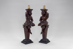 Pair of Gothic Jesters Lamps, France, 19th Century