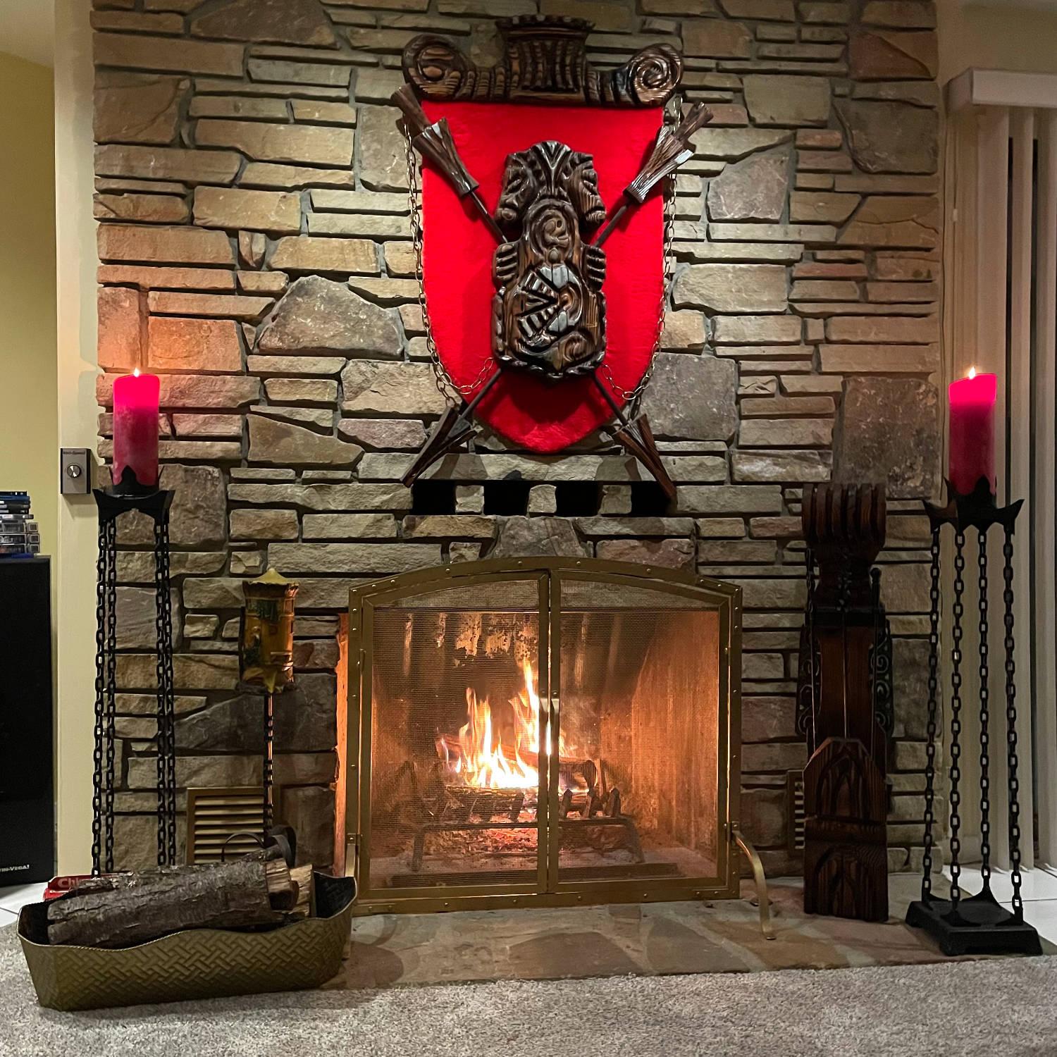 Imagine how amazing these Neo Gothic torchiere floor standing candle holders will look as the blood red candles cascade and dry over the chain links. No medieval vampire home is complete without these statement pieces. Perfect for book-ending a