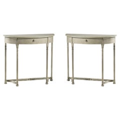 Pair of Gothic Painted Console Tables, Grey