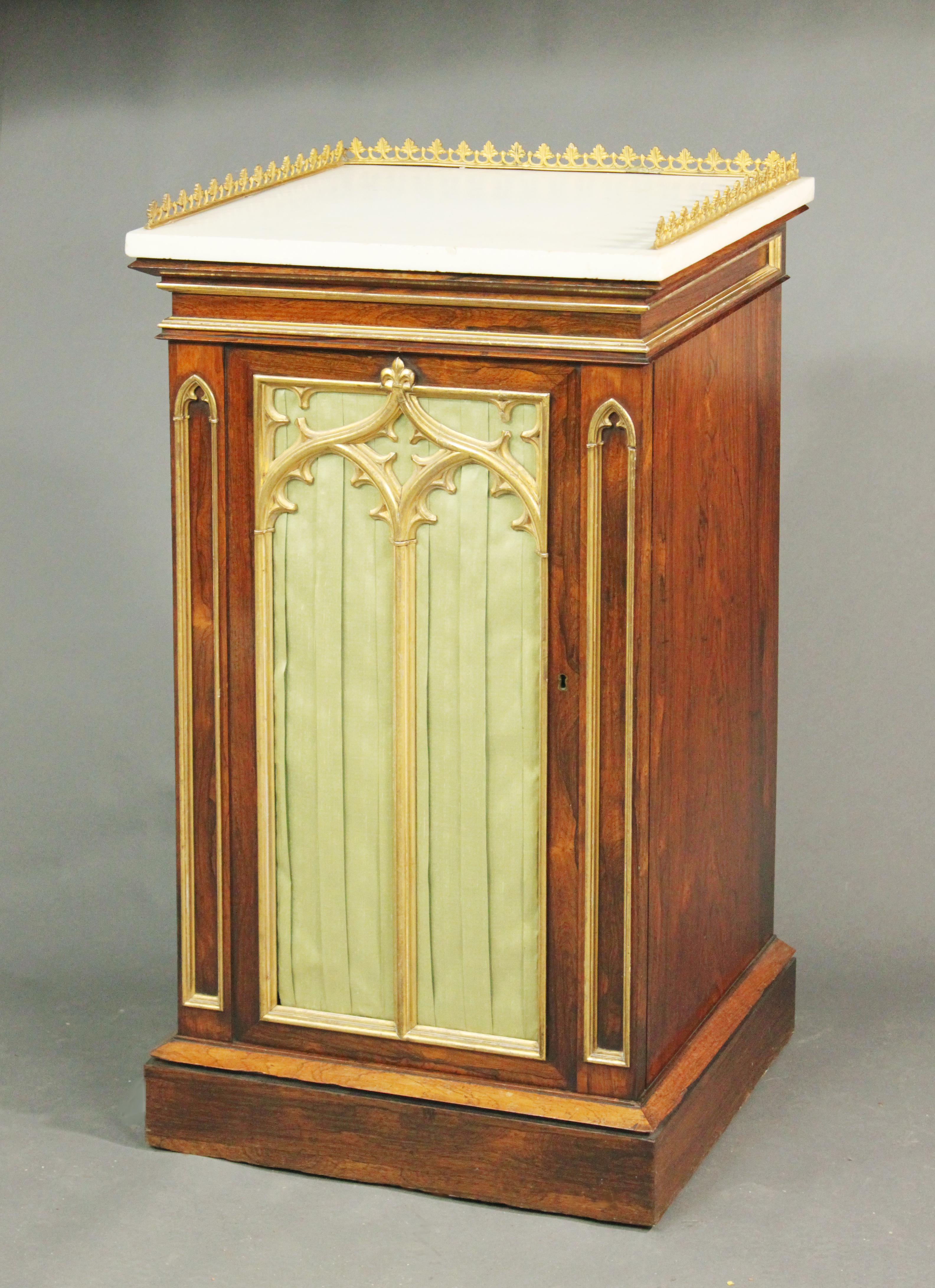 Gothic Revival Pair of Gothic Pedestal Cupboards For Sale