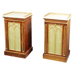 Antique Pair of Gothic Pedestal Cupboards