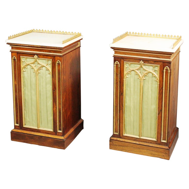 Pair of Gothic Pedestal Cupboards For Sale at 1stDibs