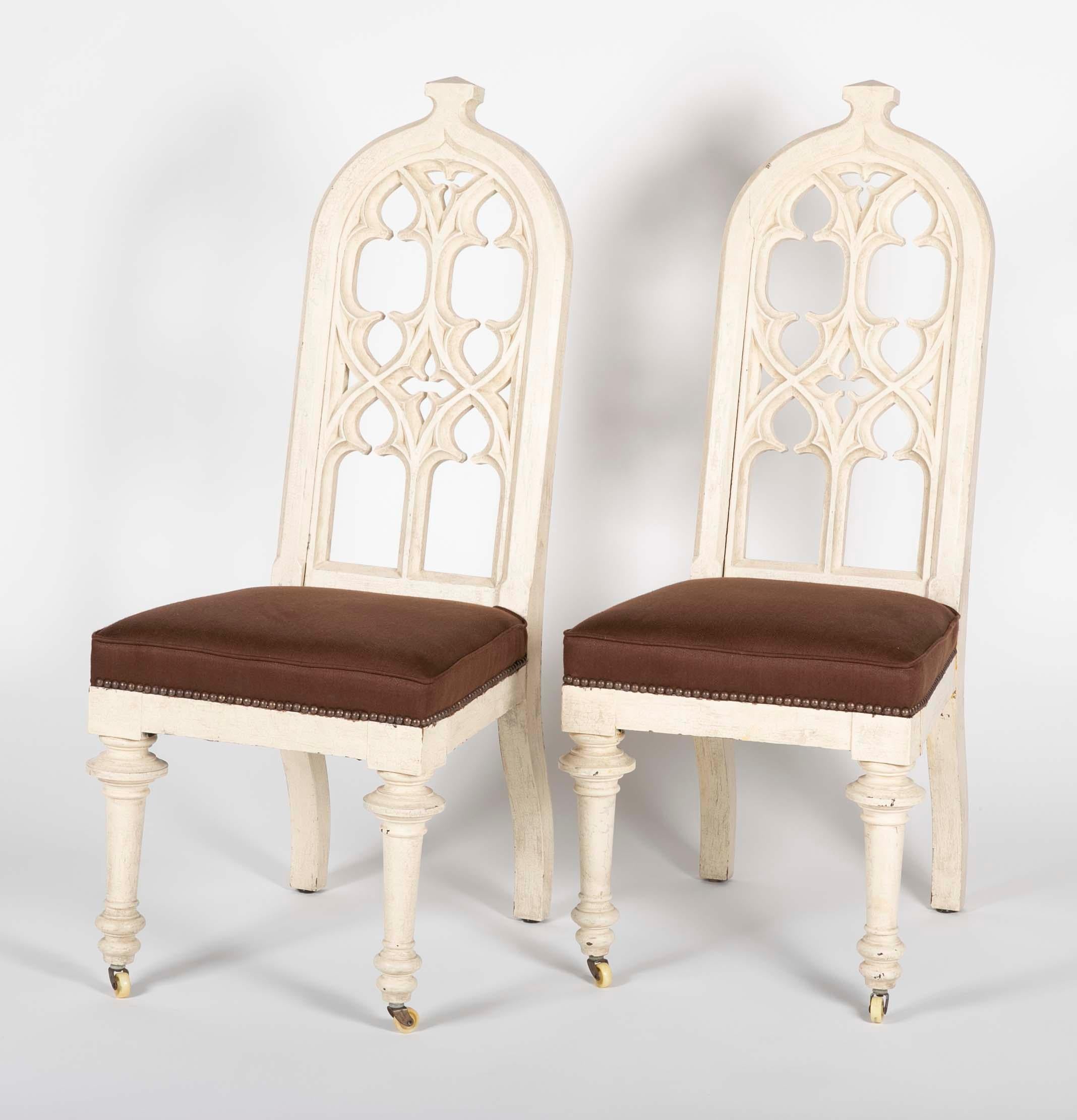 A pair of Gothic Revival chairs styled by Dorothy Draper.