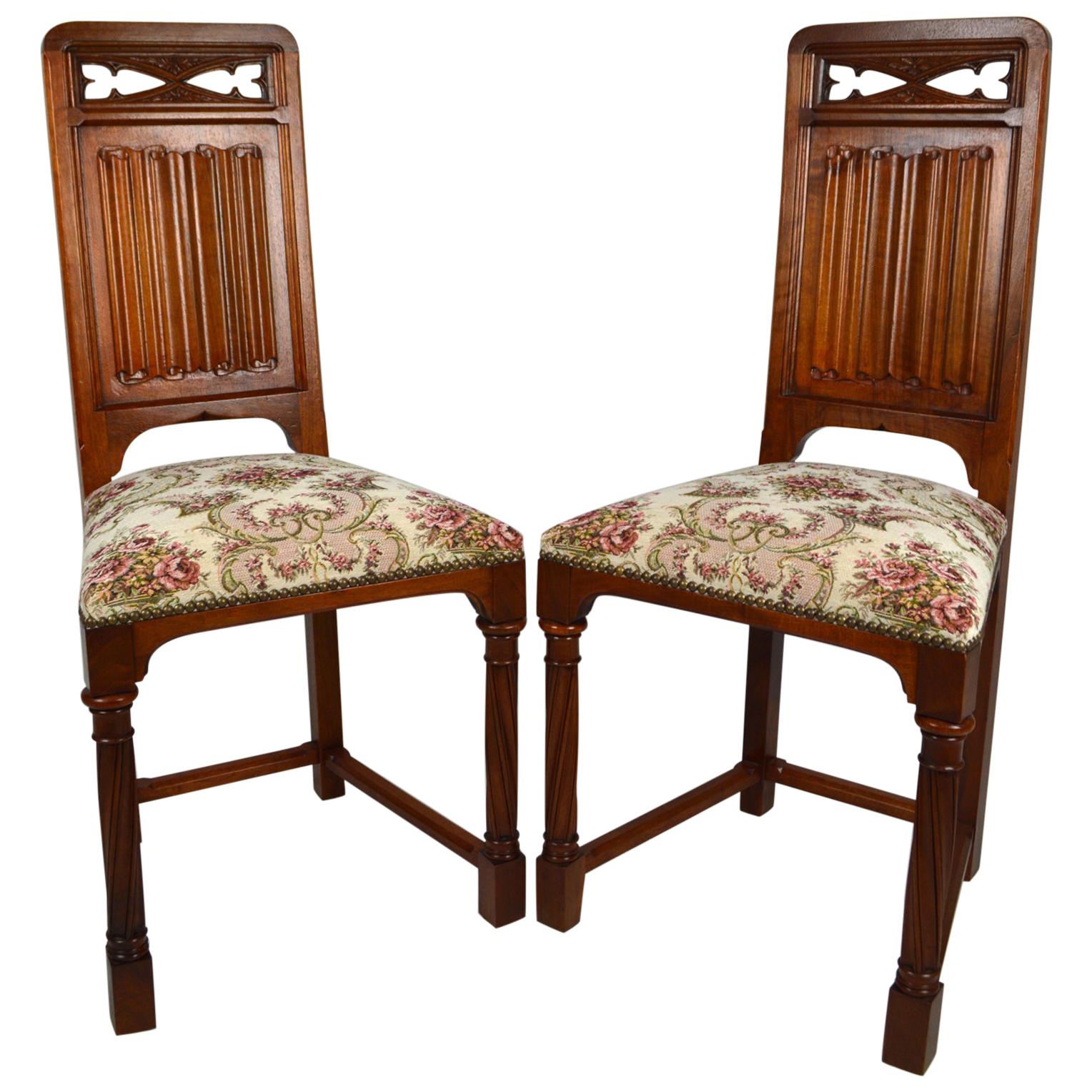 Pair of Tall Gothic Revival Chairs For Sale at 1stdibs