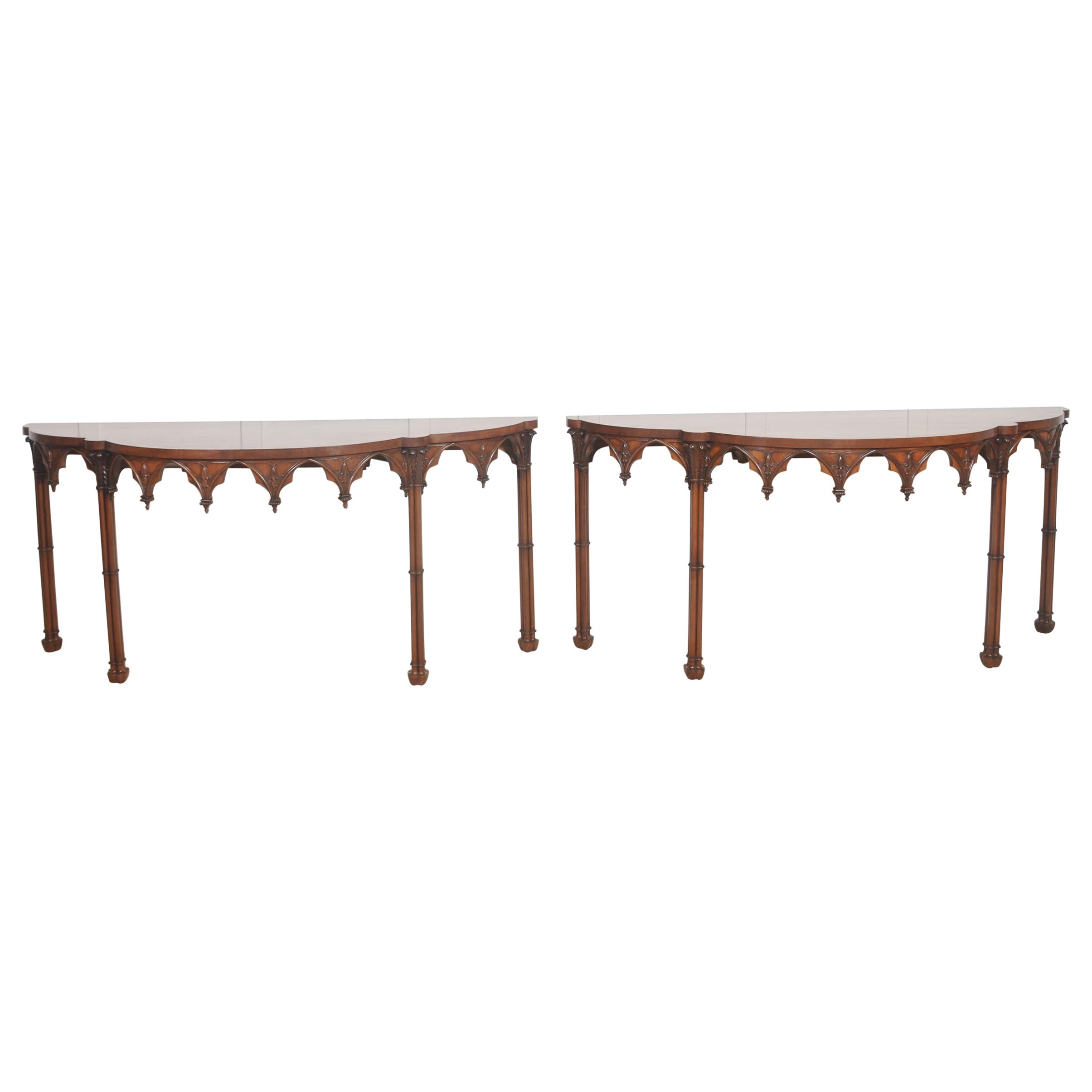 Pair of gothic revival console tables