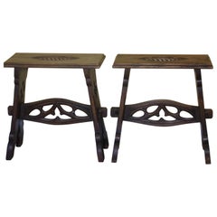 Pair of Gothic Revival End Tables or Stools, C1880