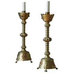 Pair of Gothic Revival Lamp Bases, 19th Century