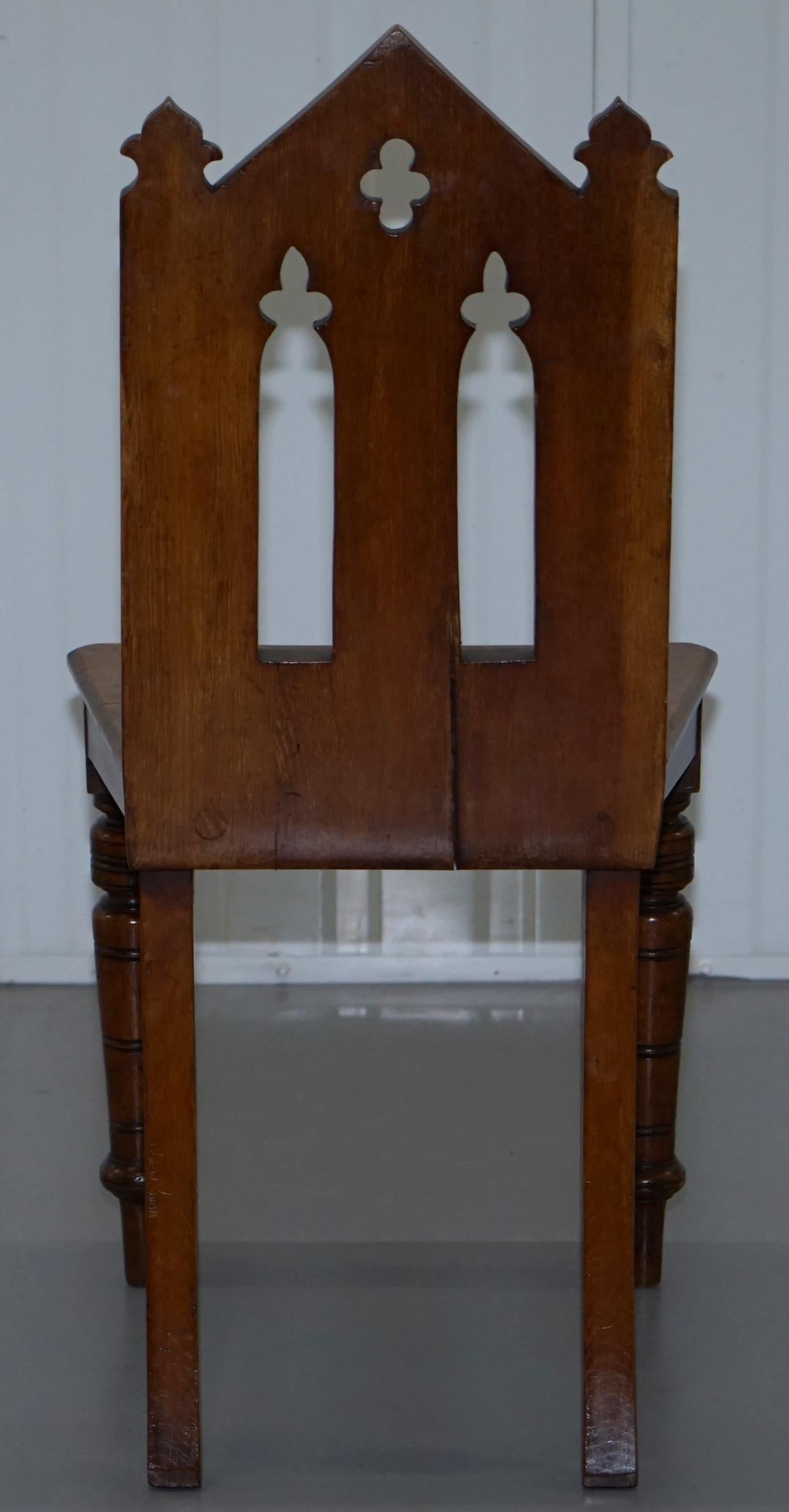 Pair of Gothic Revival Victorian Steeple Arc Back Halls Occasional Chairs Pugin 3