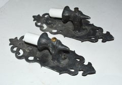 Pair of Gothic Style Antique Cast Iron Sconces