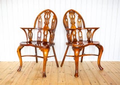 Pair of Gothic Windsor Armchairs Steeple Back Strawberry Hill Gothic Revival