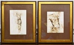 Pareja de pinturas al gouache de desnudos masculinos del artista estadounidense Ed Eller que aparecen en la lista