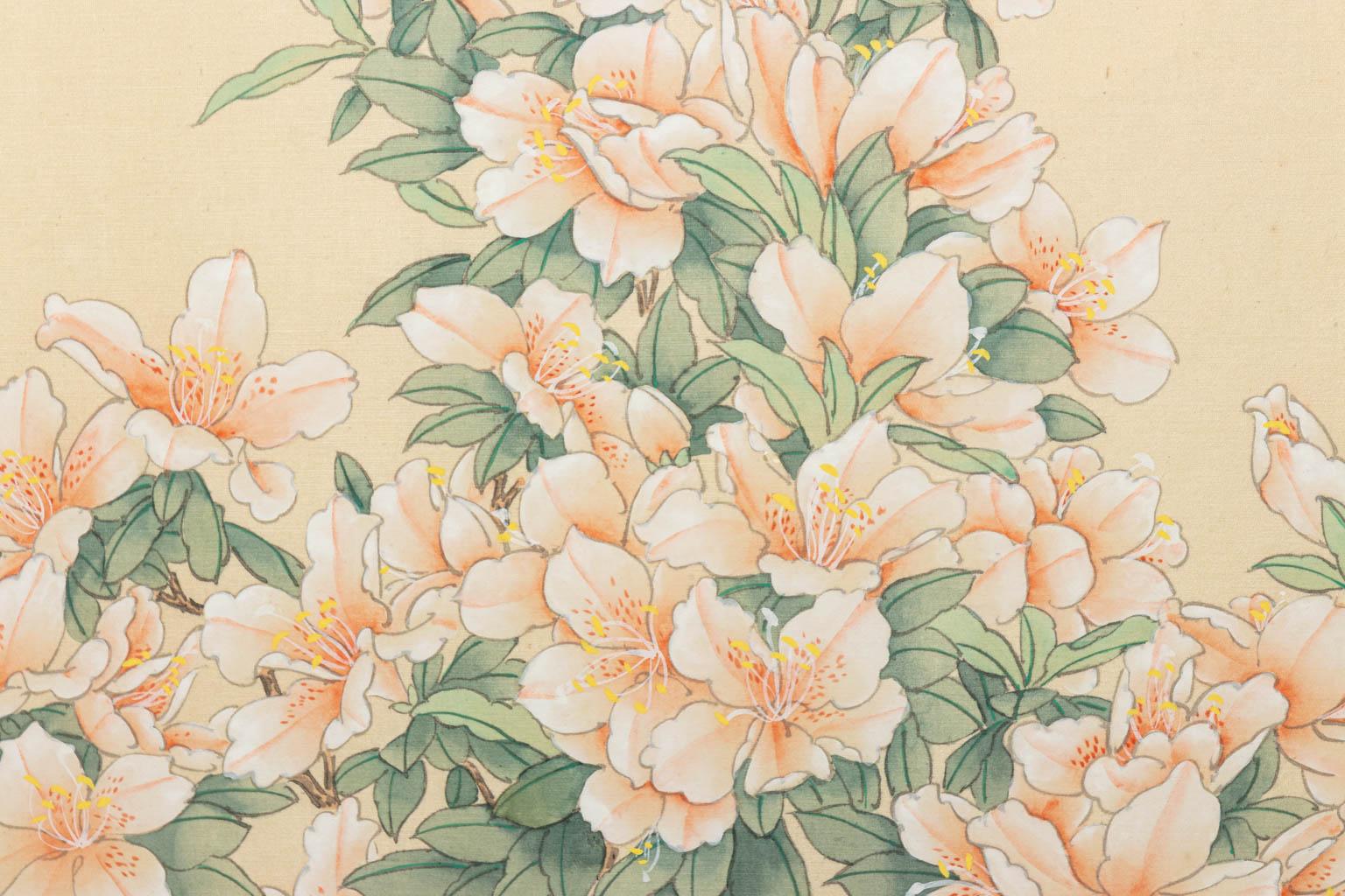Pair of Gouache Paintings of Peonies In Good Condition In Stamford, CT