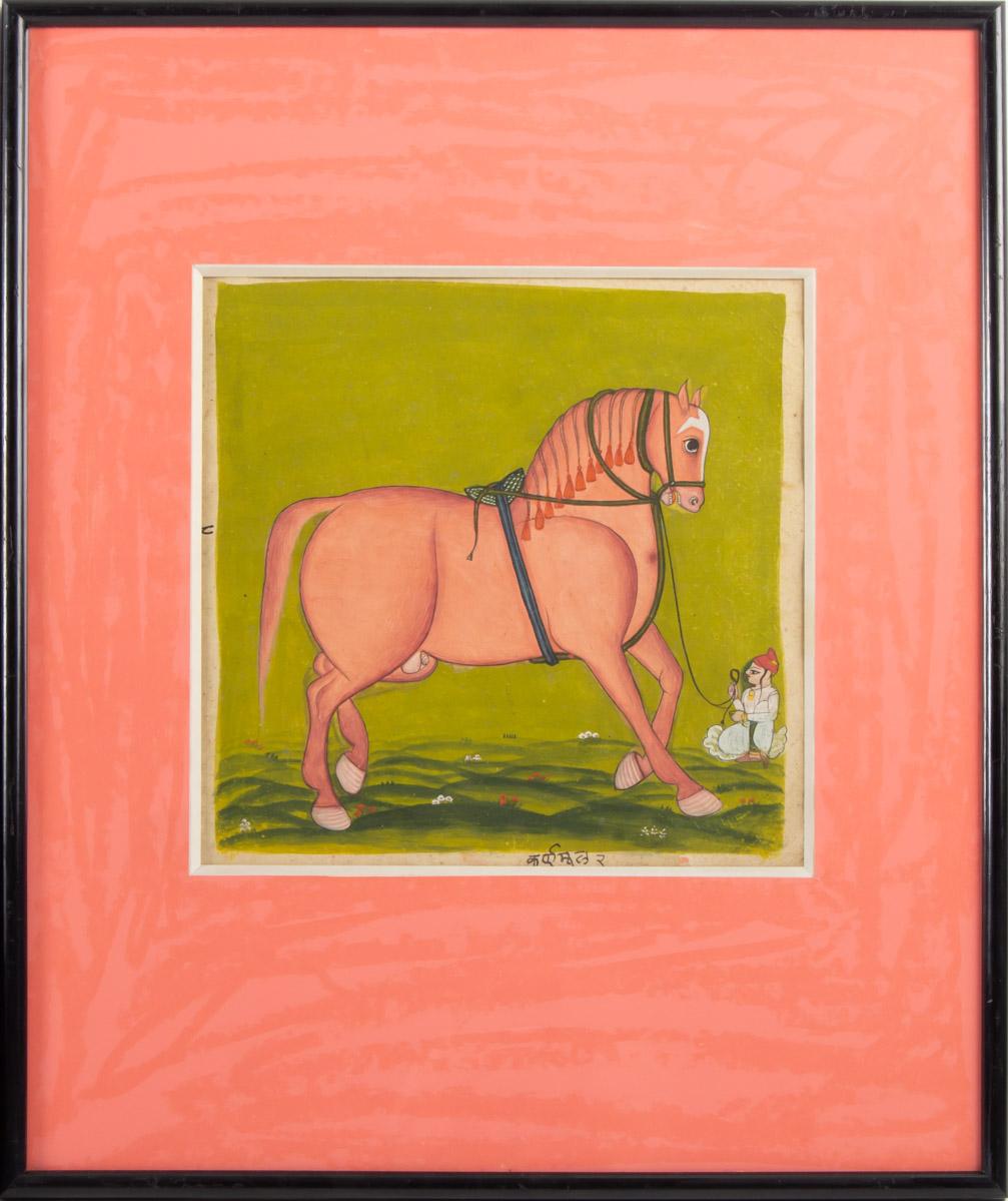 Anglo-Indian Pair of Gouaches on Paper, Horsemen and Horses, North India, Late 19th Century