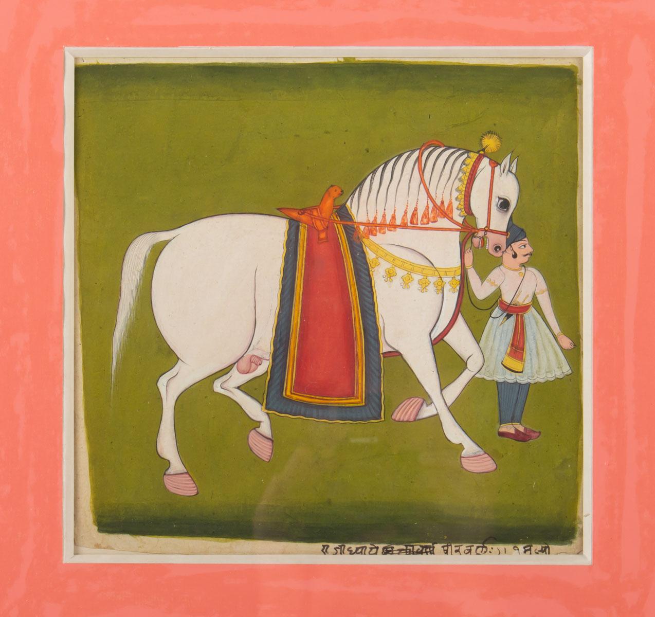 Indian Pair of Gouaches on Paper, Horsemen and Horses, North India, Late 19th Century