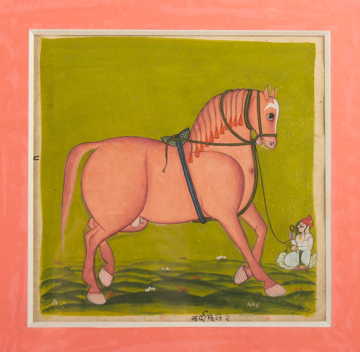 Pair of Gouaches on Paper, Horsemen and Horses, North India, Late 19th Century In Good Condition In Saint-Ouen, FR