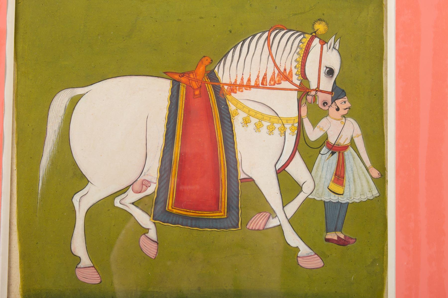 Pair of Gouaches on Paper, Horsemen and Horses, North India, Late 19th Century 3