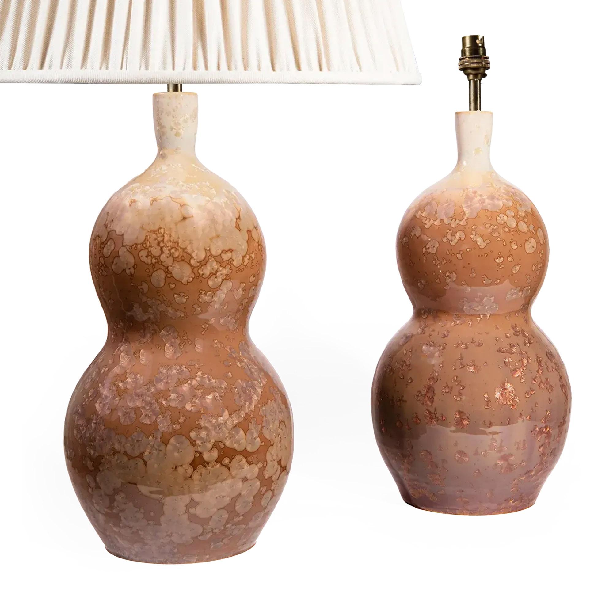 Paar kürbisförmige, kristallin glasierte Lampen im Zustand „Neu“ im Angebot in London, by appointment only