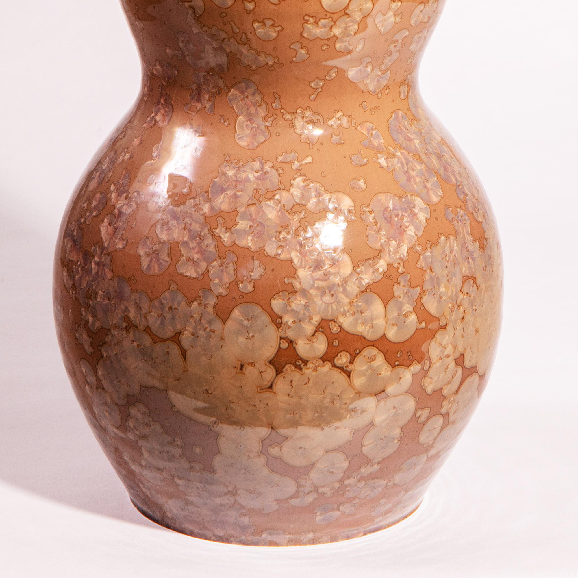 Paar kürbisförmige, kristallin glasierte Lampen (Keramik) im Angebot