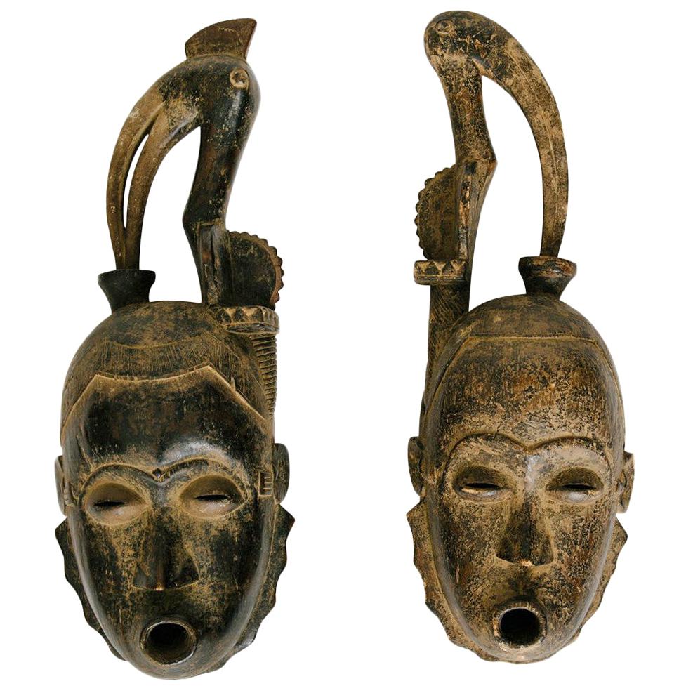 Pair of Gouro Guro Tribe Style African Masks