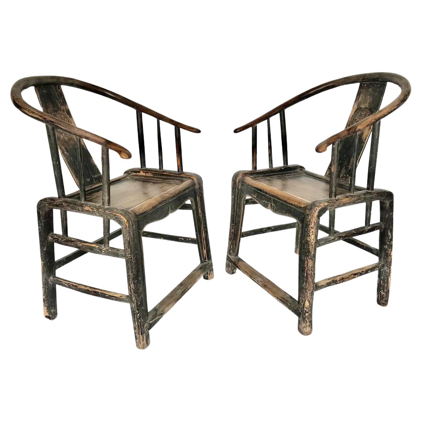 Pair of Graceful Early 19th Century Quing Dynasty Chairs