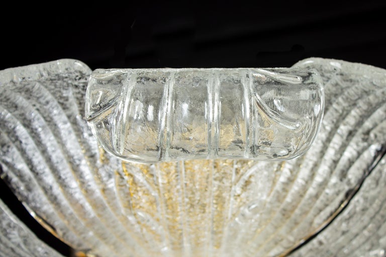 Modern Pair of Graceful Italian Murano Glass Leave Flush Mount or Ceiling Lights For Sale