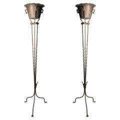 Pair of Graceful Italian Wrought Iron Planters