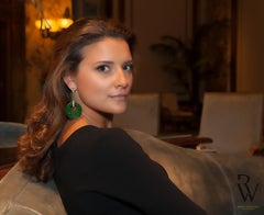 Pair of Grade A Green Jade Jadeite Emerald Diamonds Yellow Gold Platinum Earring