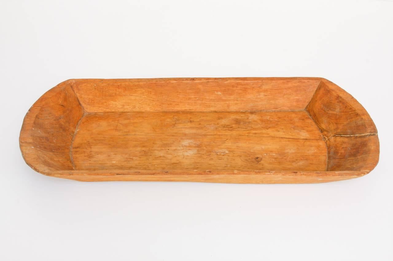 Wood Pair of Graduating Hand-Carved Dough Bowls or Troughs